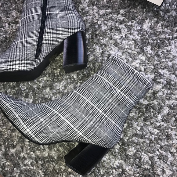 Jeffrey Campbell Sport Plaid Pointy Toe Bootie in Gray - Picture 13 of 17